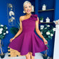 Whitney One Shoulder Bow Detail Mini Dress Berry