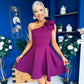 Whitney One Shoulder Bow Detail Mini Dress Berry