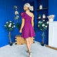 Whitney One Shoulder Bow Detail Mini Dress Berry