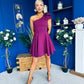 Whitney One Shoulder Bow Detail Mini Dress Berry