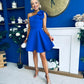 Whitney One Shoulder Bow Detail Mini Dress Cobalt