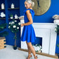 Whitney One Shoulder Bow Detail Mini Dress Cobalt