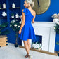 Whitney One Shoulder Bow Detail Mini Dress Cobalt