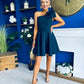 Whitney One Shoulder Bow Detail Mini Dress Navy