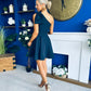 Whitney One Shoulder Bow Detail Mini Dress Navy