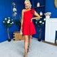 Whitney One Shoulder Bow Detail Mini Dress Red