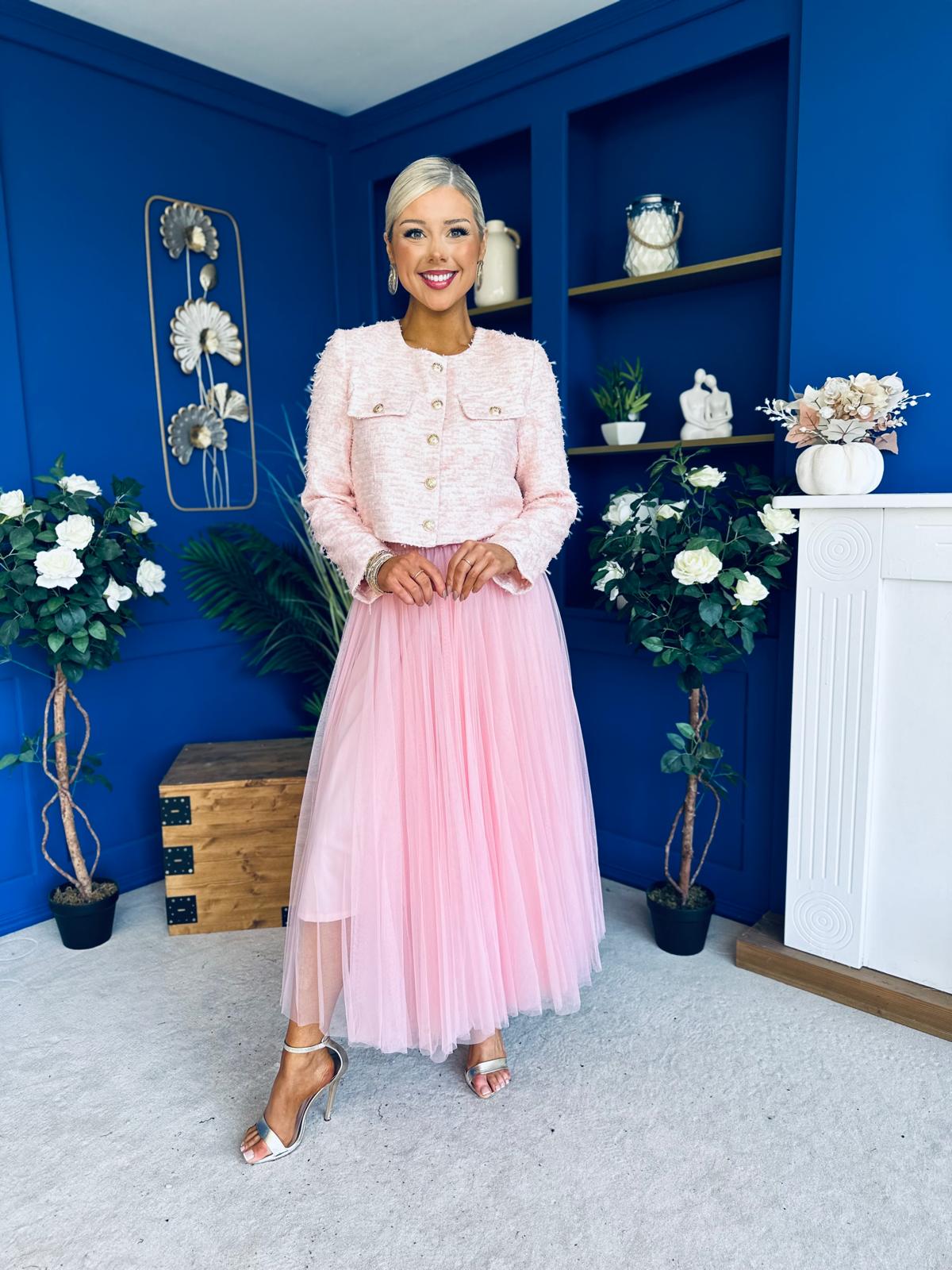 Emma Detailed Tweed Jacket Pink