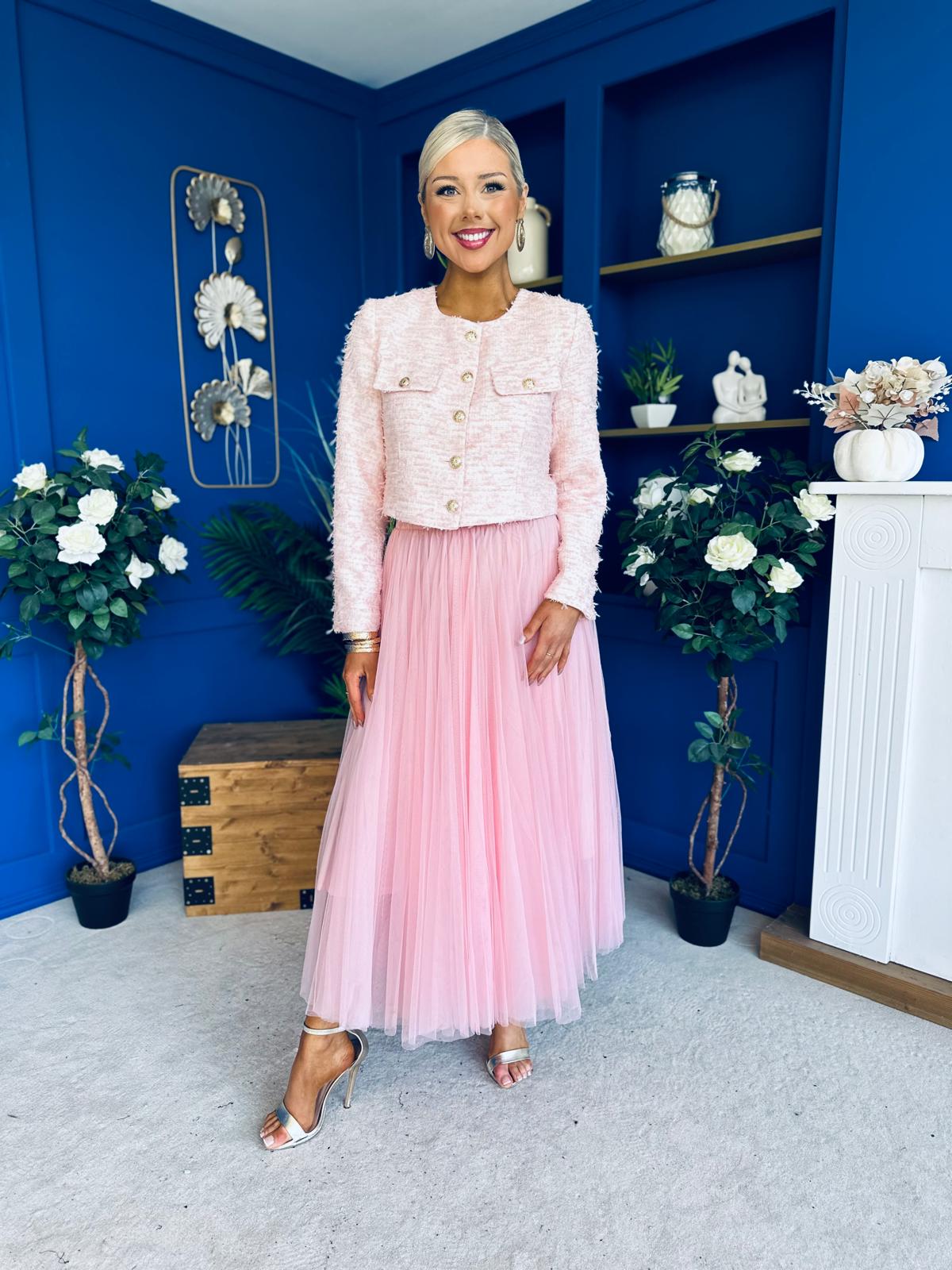 Celine Detailed Tulle Skirt Pink