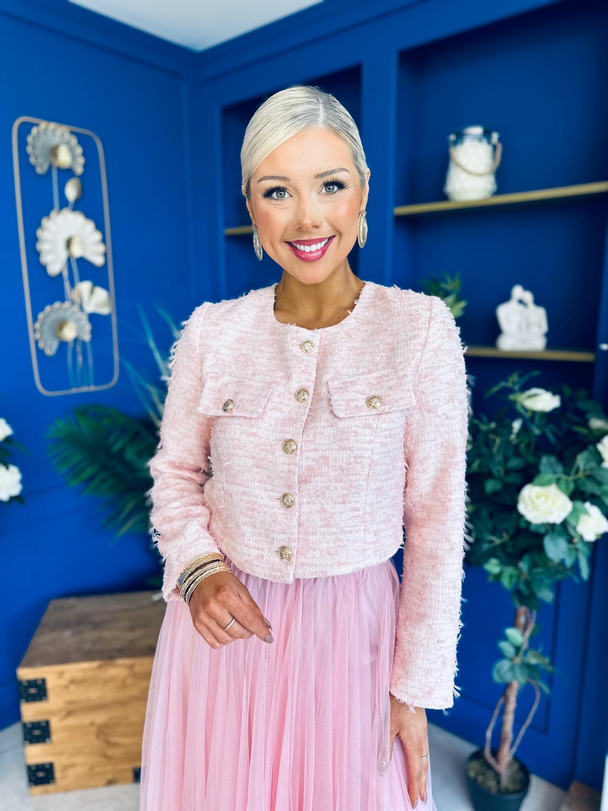 Emma Detailed Tweed Jacket Pink