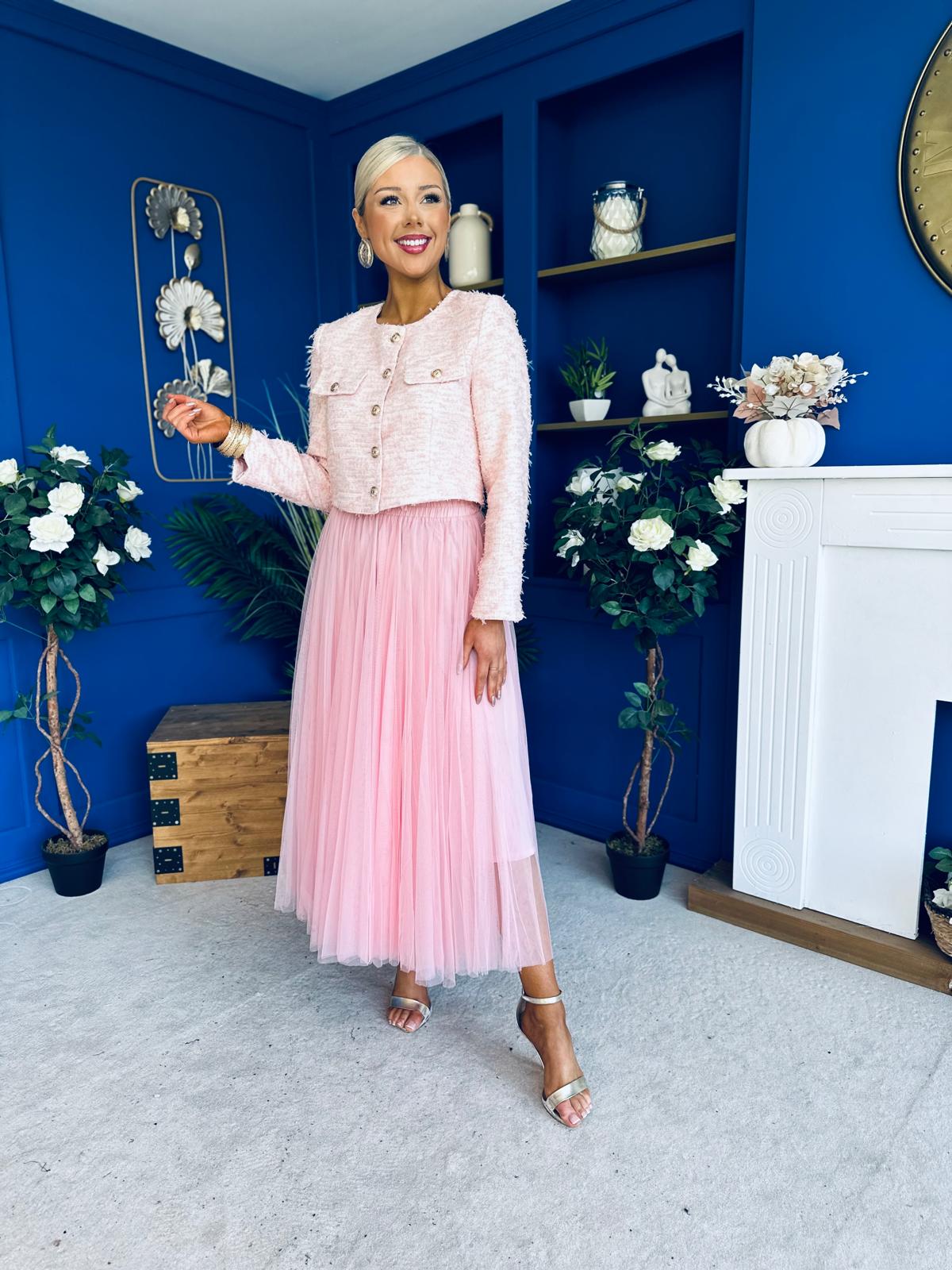 Celine Detailed Tulle Skirt Pink