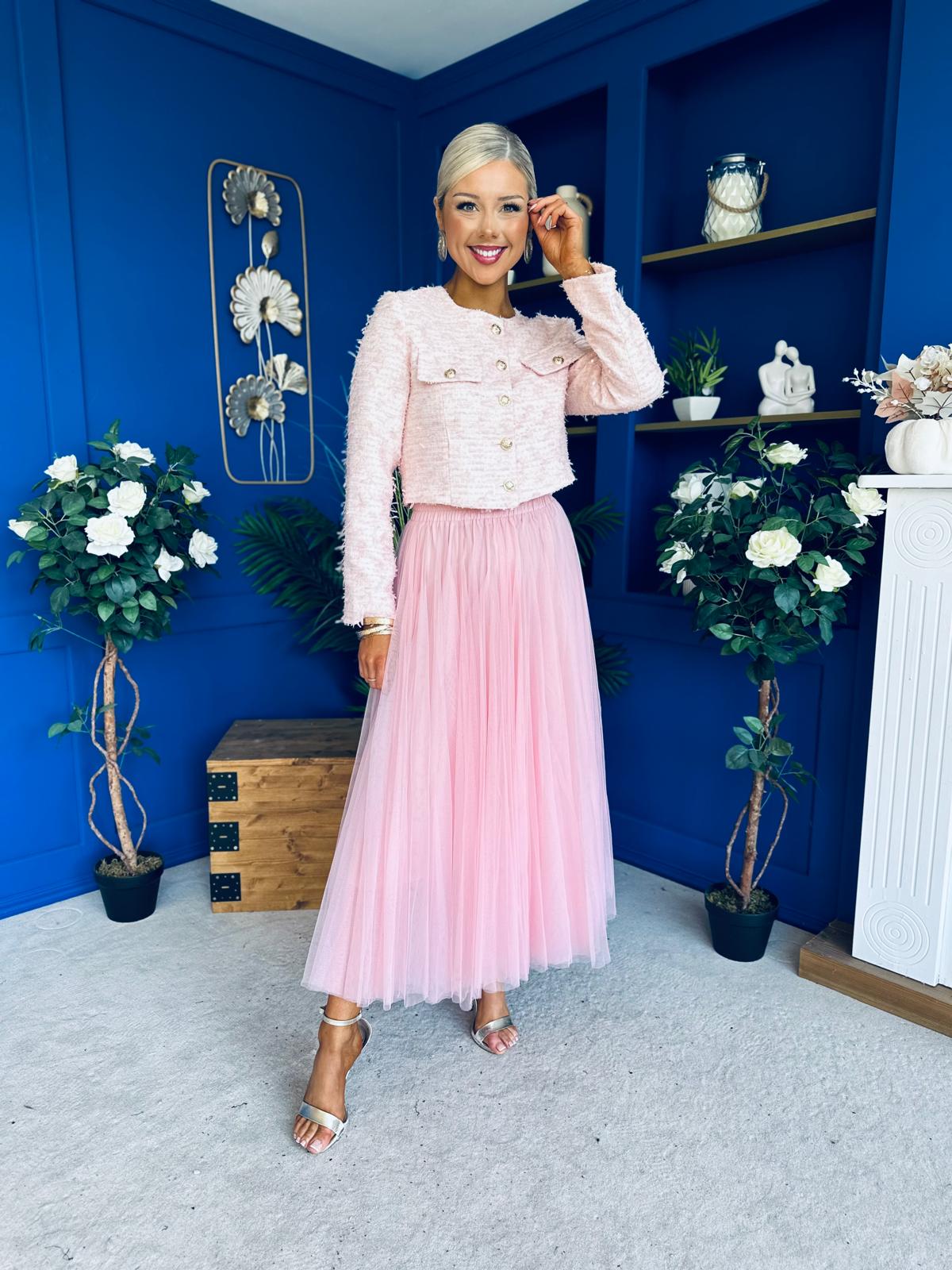 Emma Detailed Tweed Jacket Pink