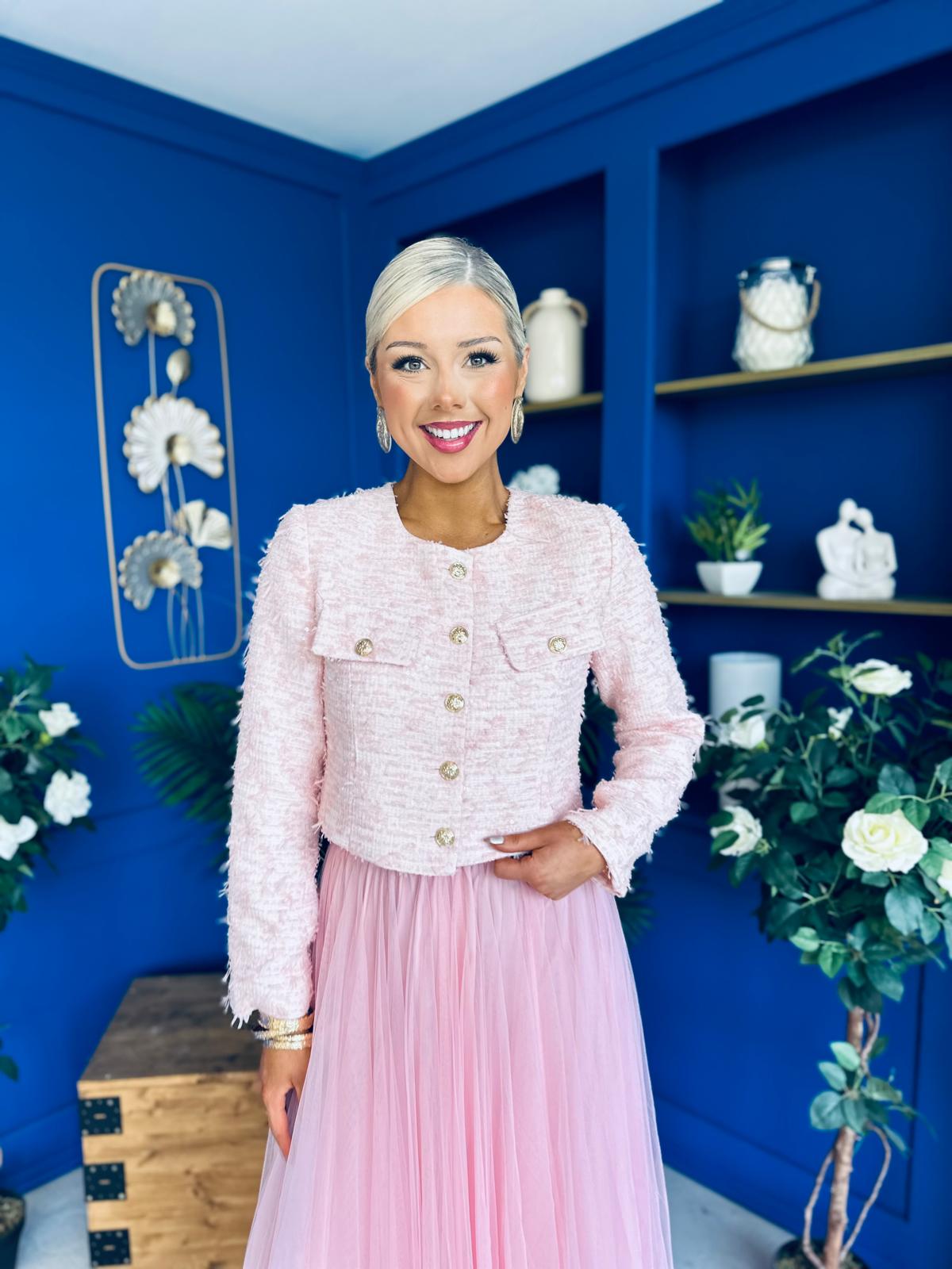 Emma Detailed Tweed Jacket Pink