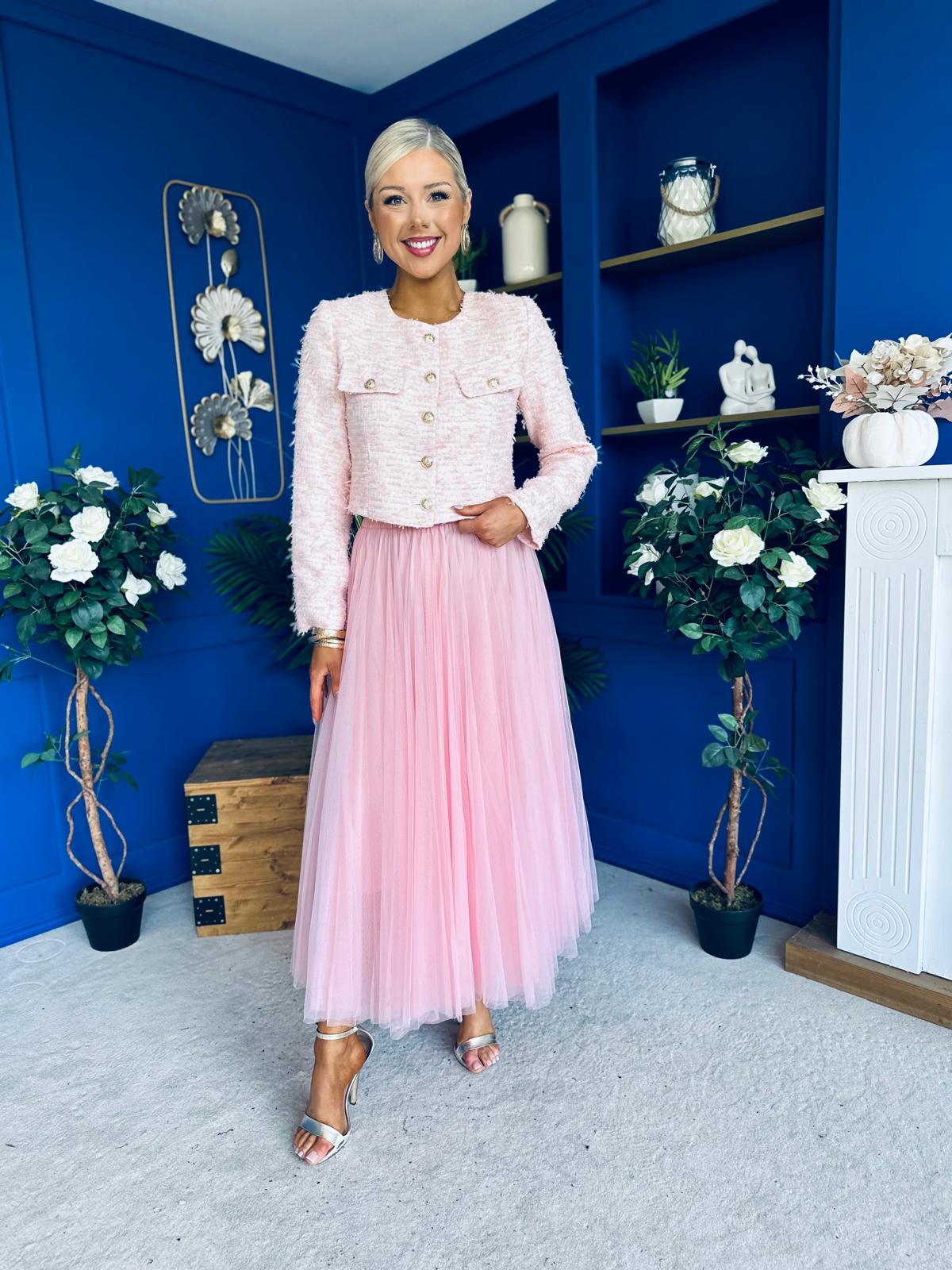 Emma Detailed Tweed Jacket Pink