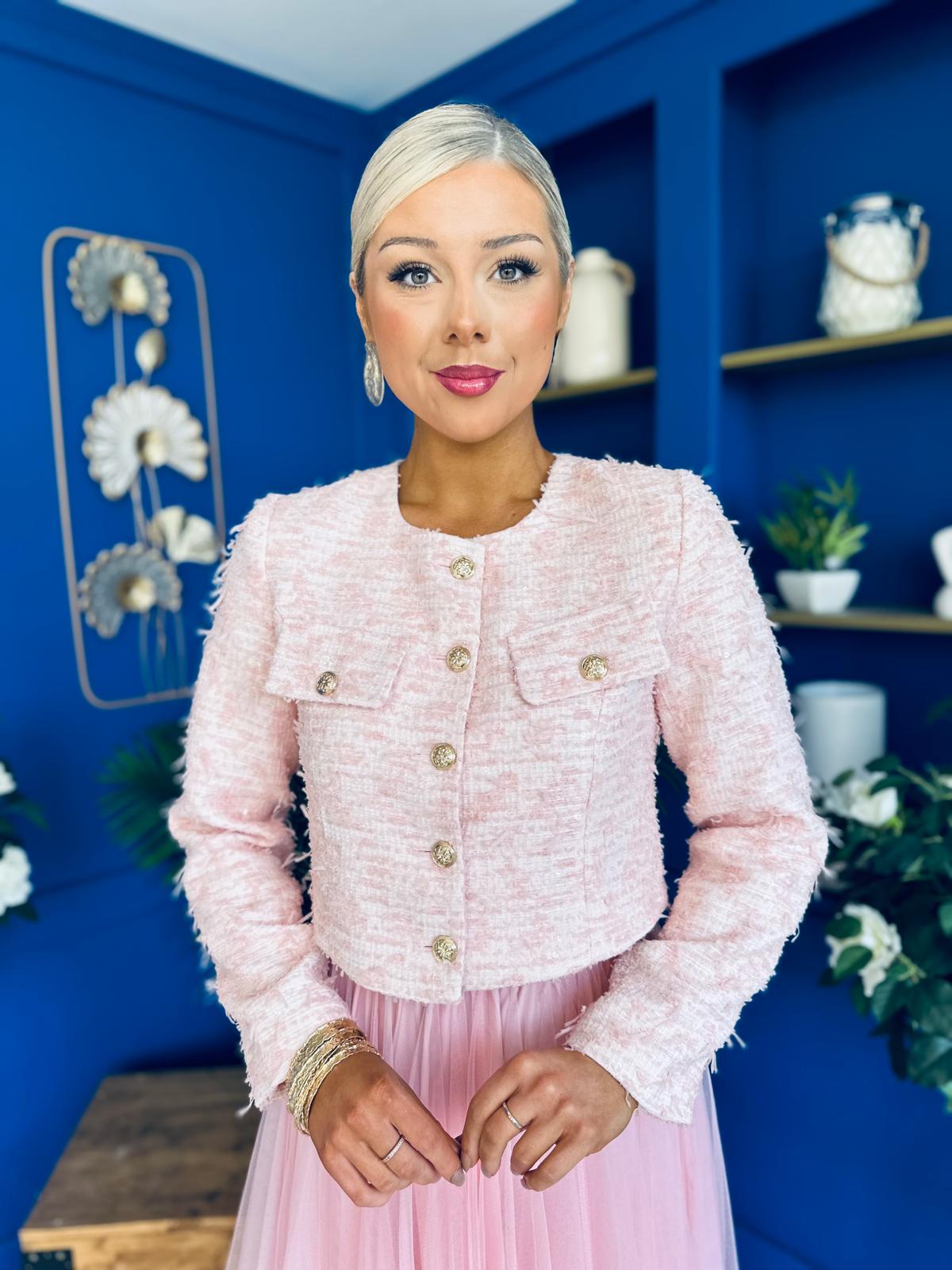 Emma Detailed Tweed Jacket Pink