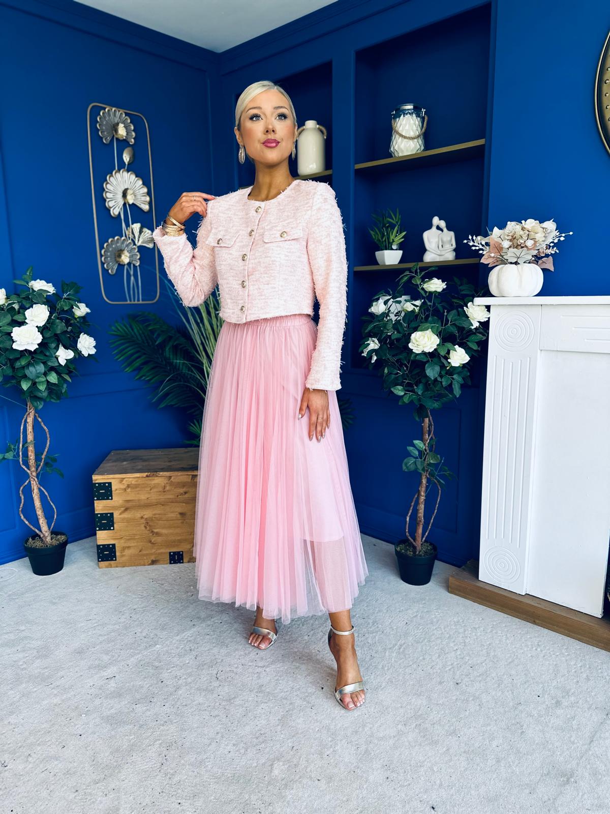 Emma Detailed Tweed Jacket Pink