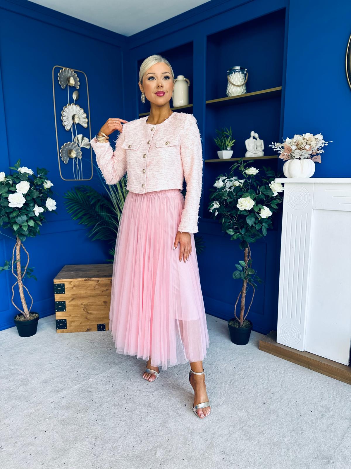 Celine Detailed Tulle Skirt Pink