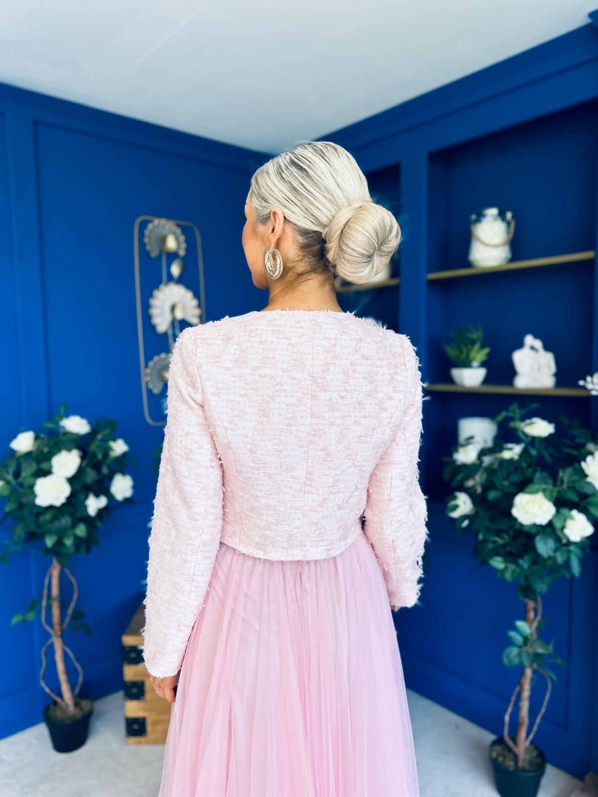 Emma Detailed Tweed Jacket Pink