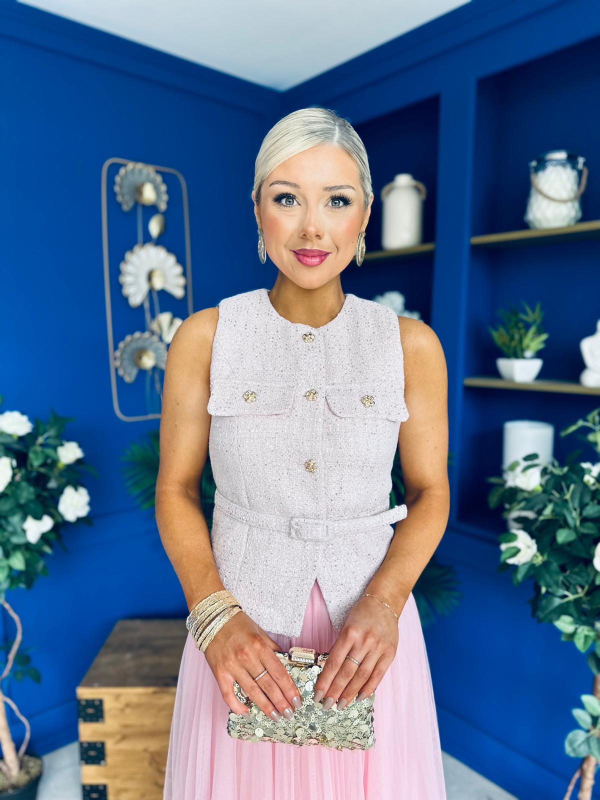 Martha Detailed Waistcoat Pink