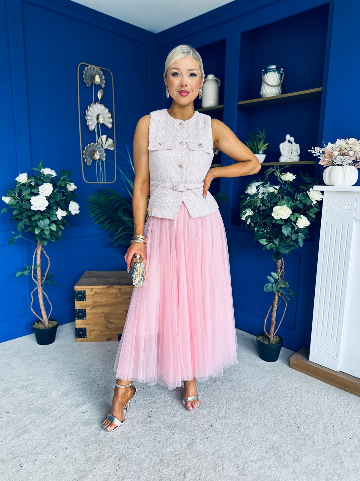 Martha Detailed Waistcoat Pink