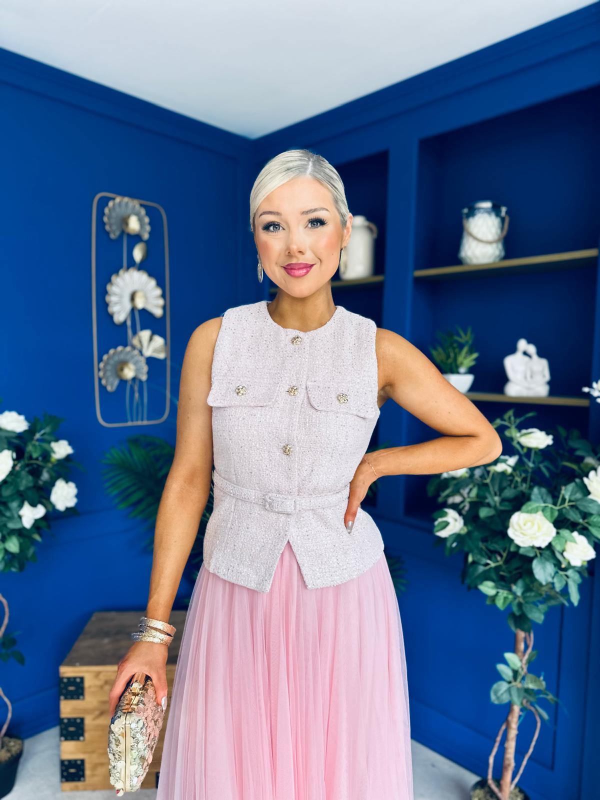 Martha Detailed Waistcoat Pink