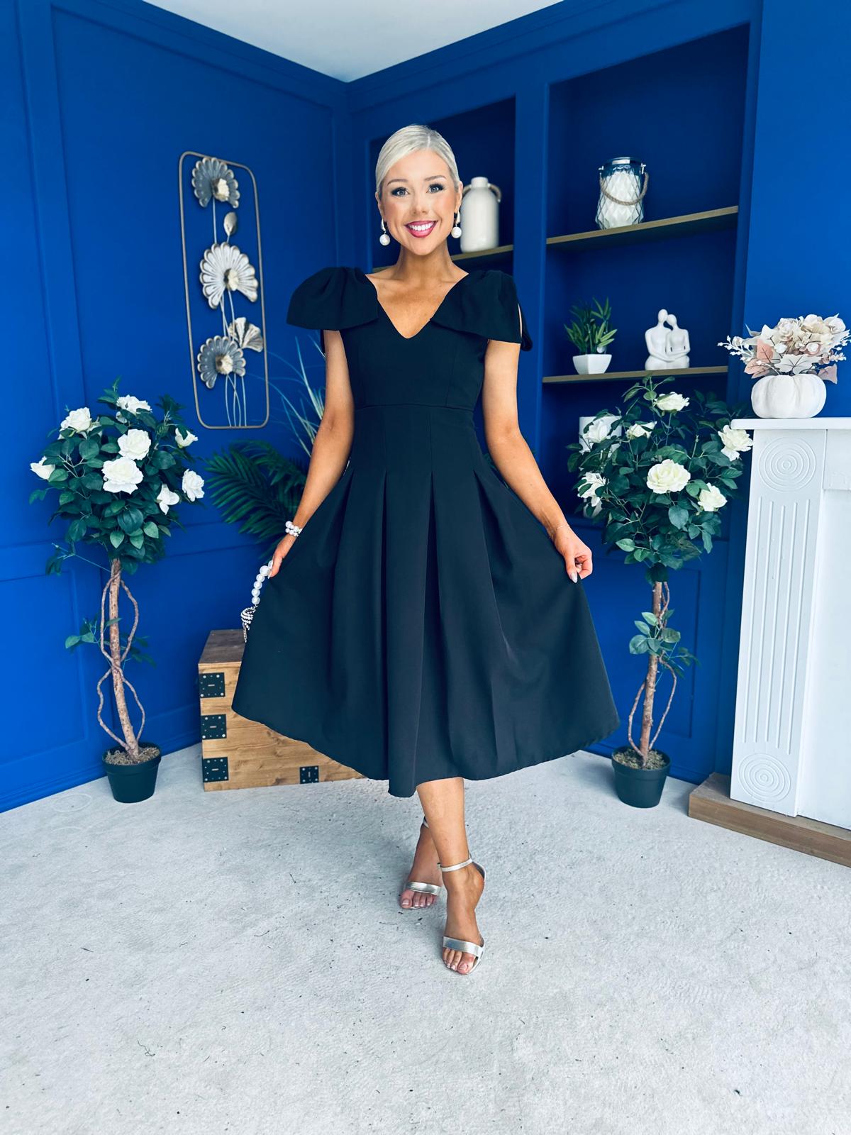 Matilda Bow Detail Occasion Dress Black