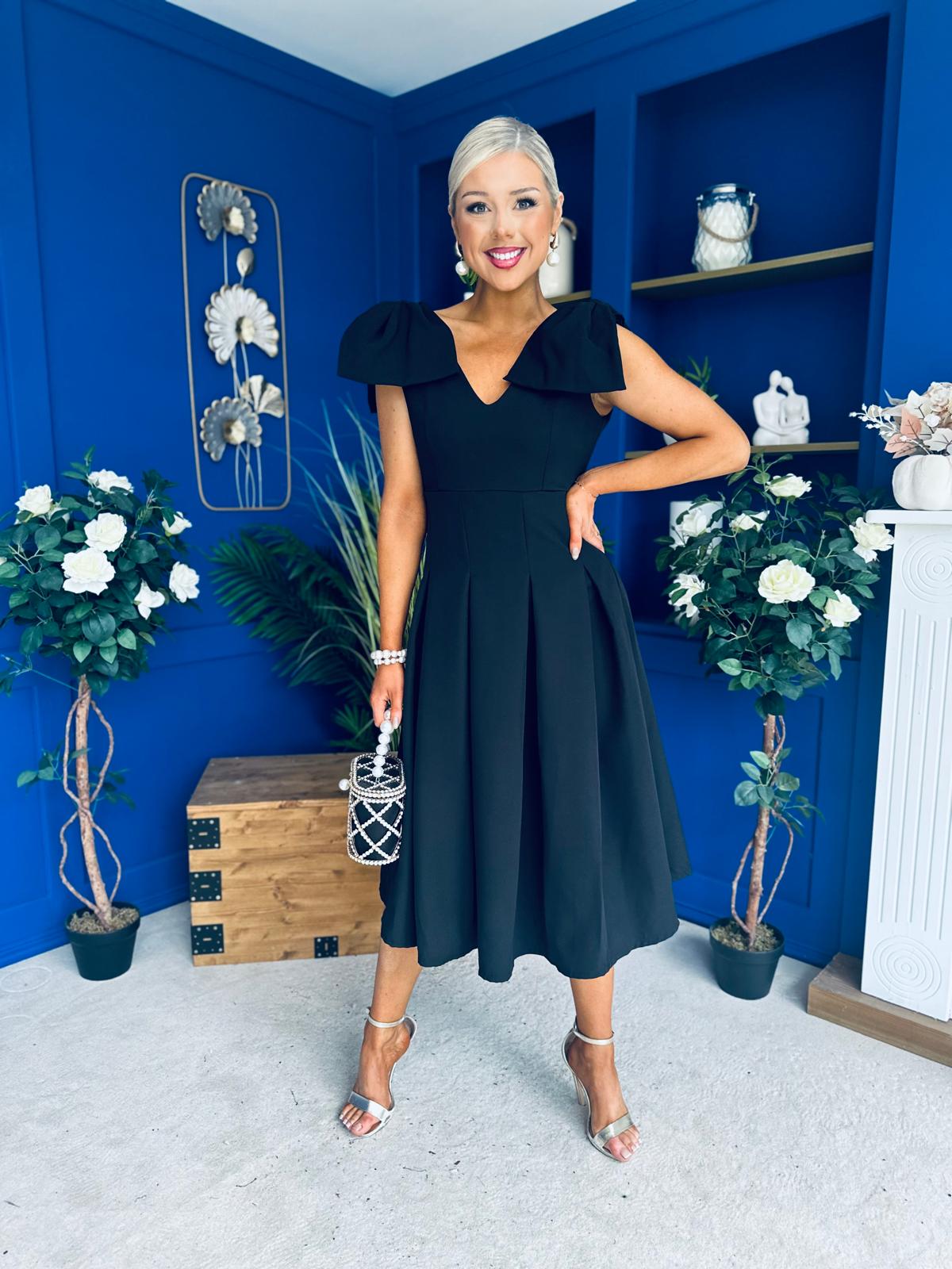 Matilda Bow Detail Occasion Dress Black