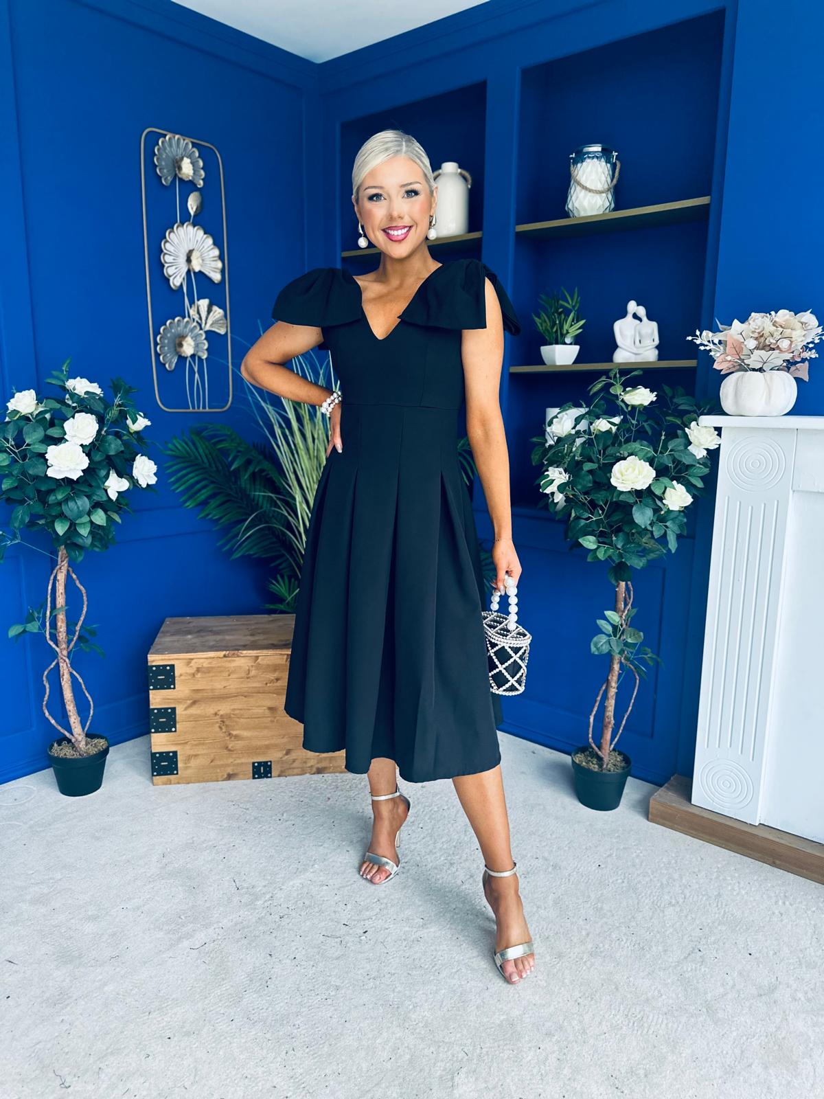 Matilda Bow Detail Occasion Dress Black