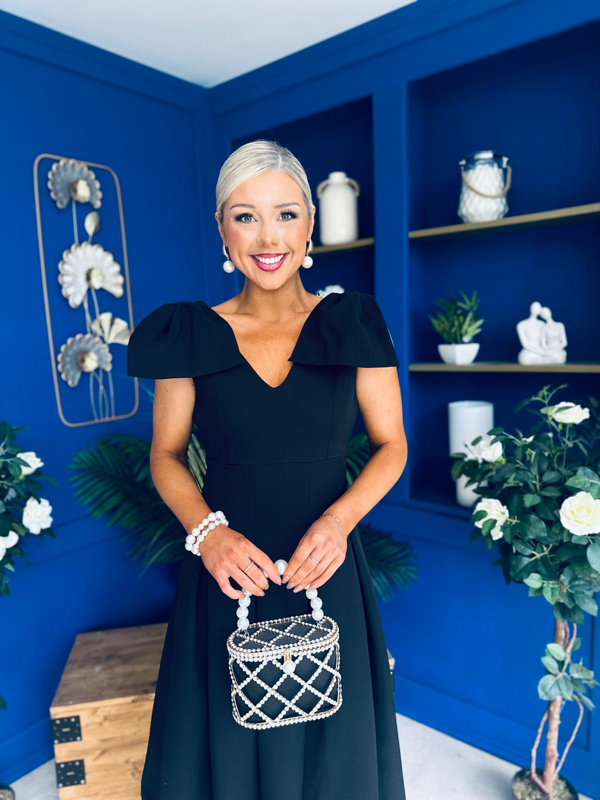 Matilda Bow Detail Occasion Dress Black