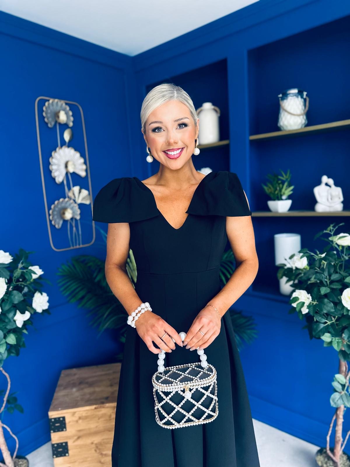 Matilda Bow Detail Occasion Dress Black