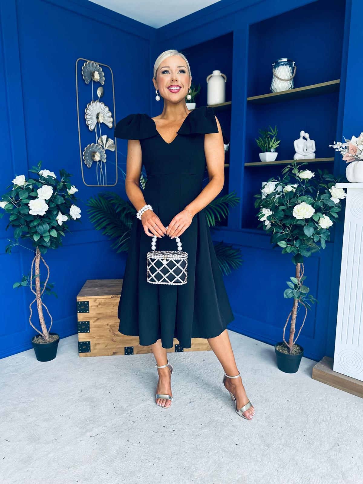 Matilda Bow Detail Occasion Dress Black