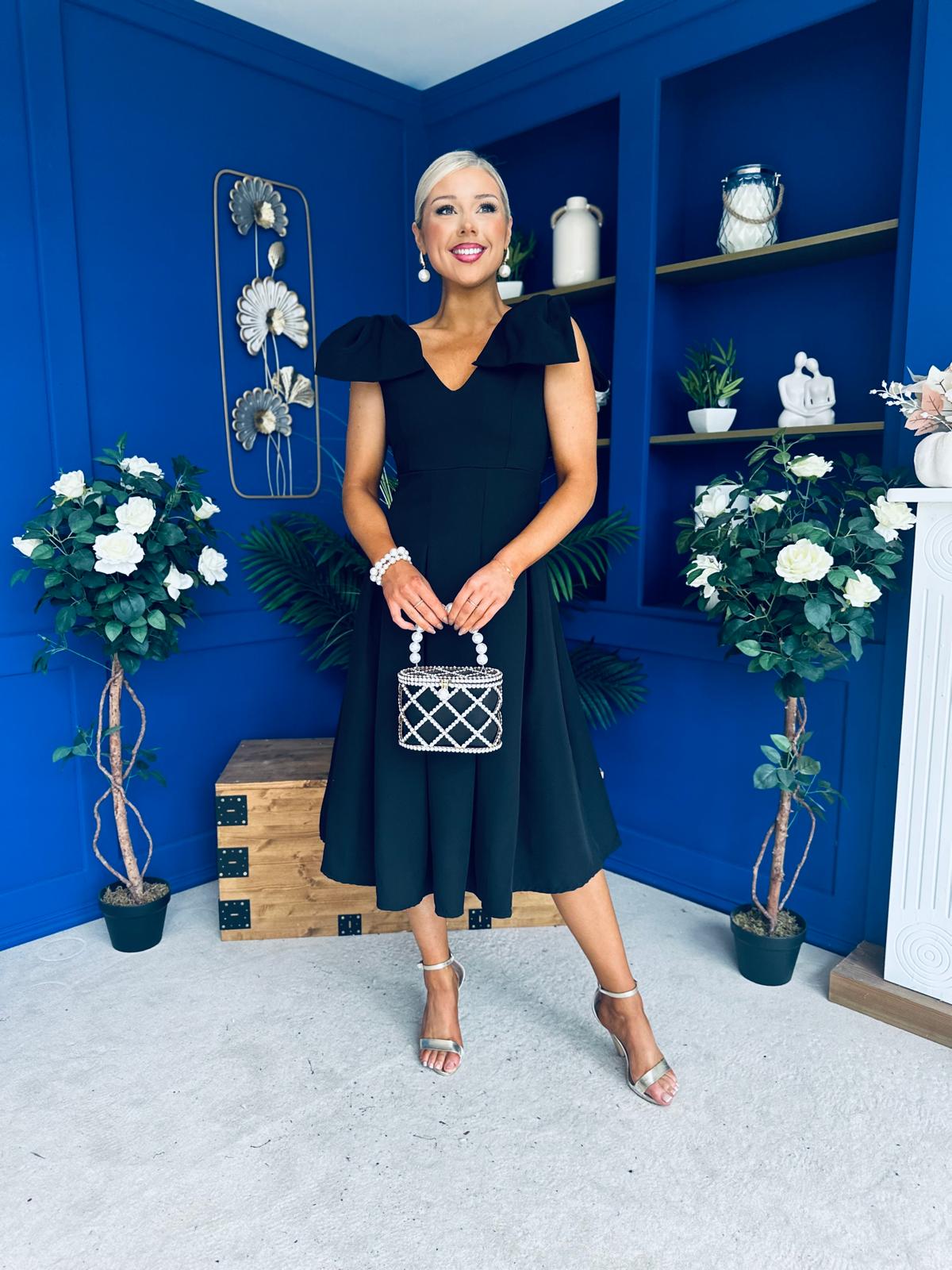 Matilda Bow Detail Occasion Dress Black