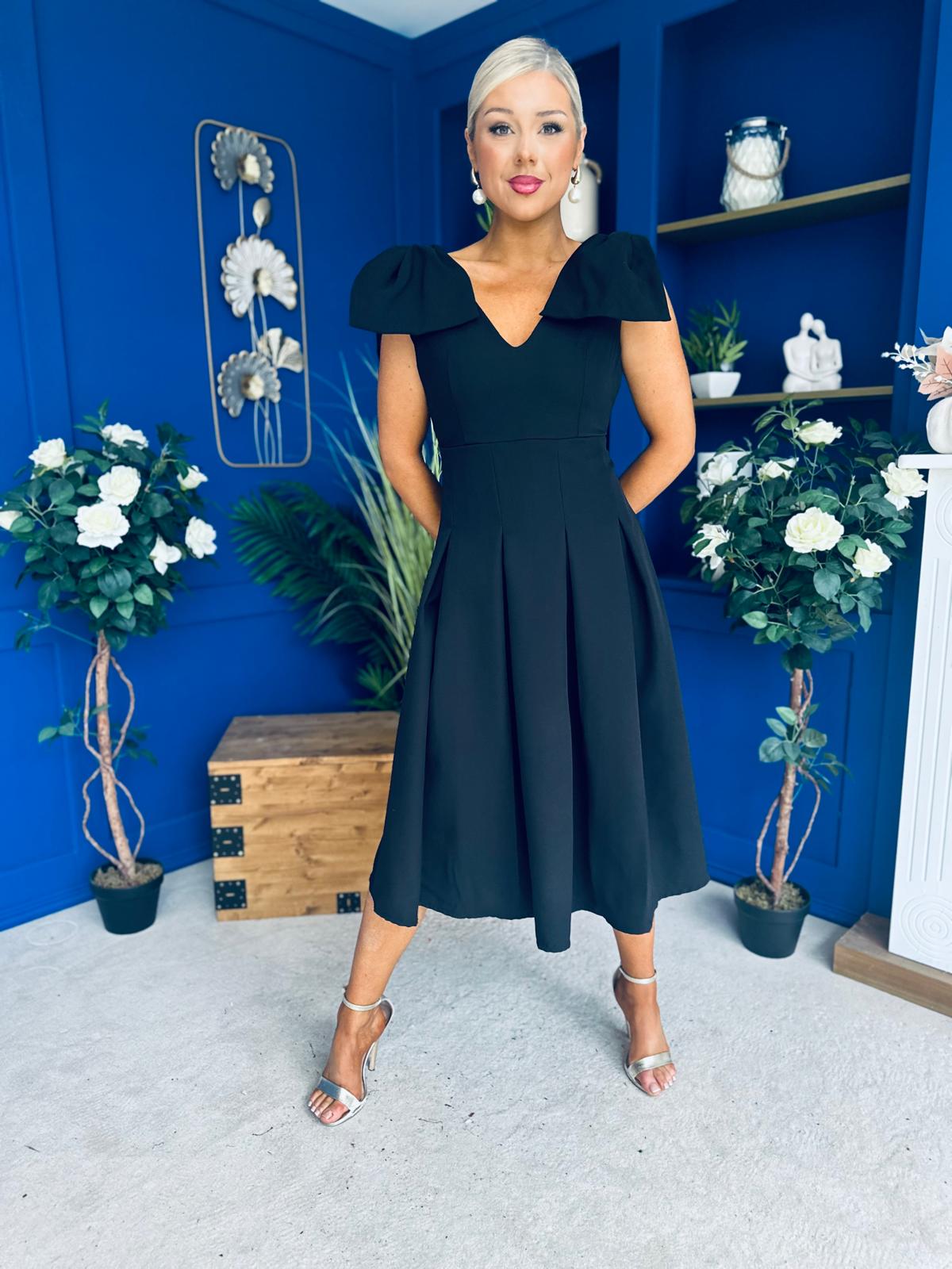 Matilda Bow Detail Occasion Dress Black