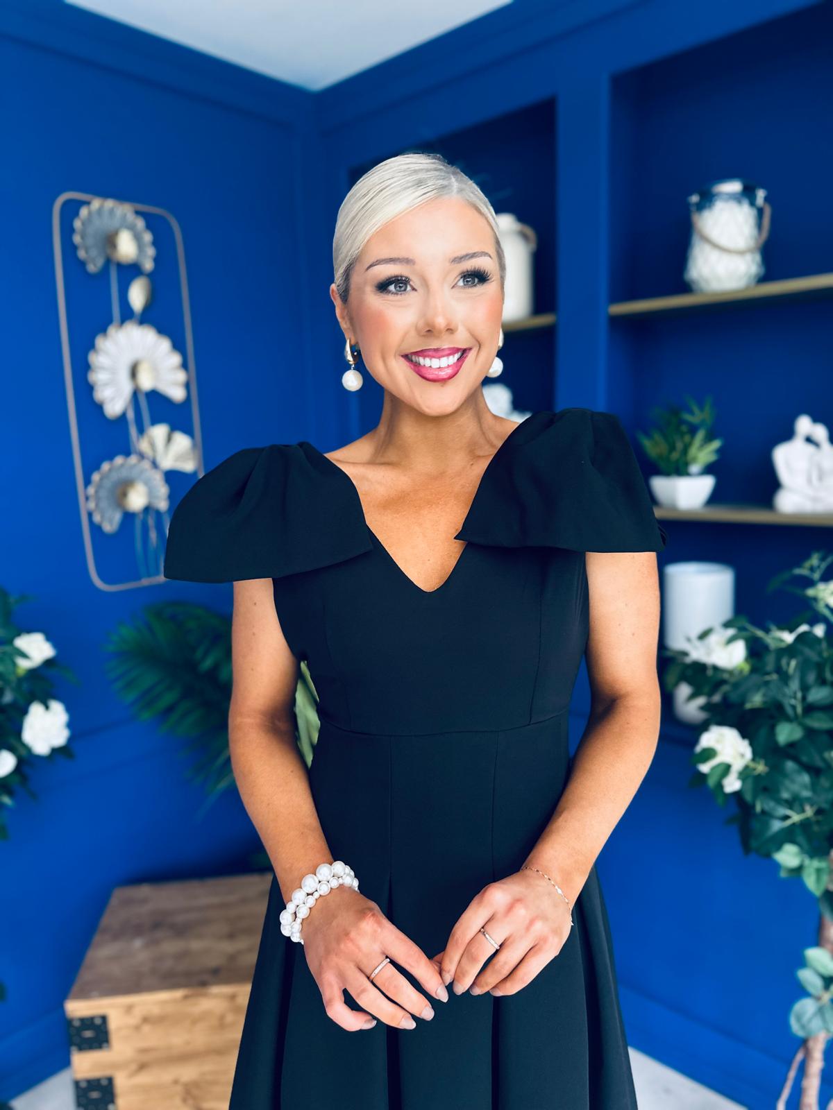 Matilda Bow Detail Occasion Dress Black