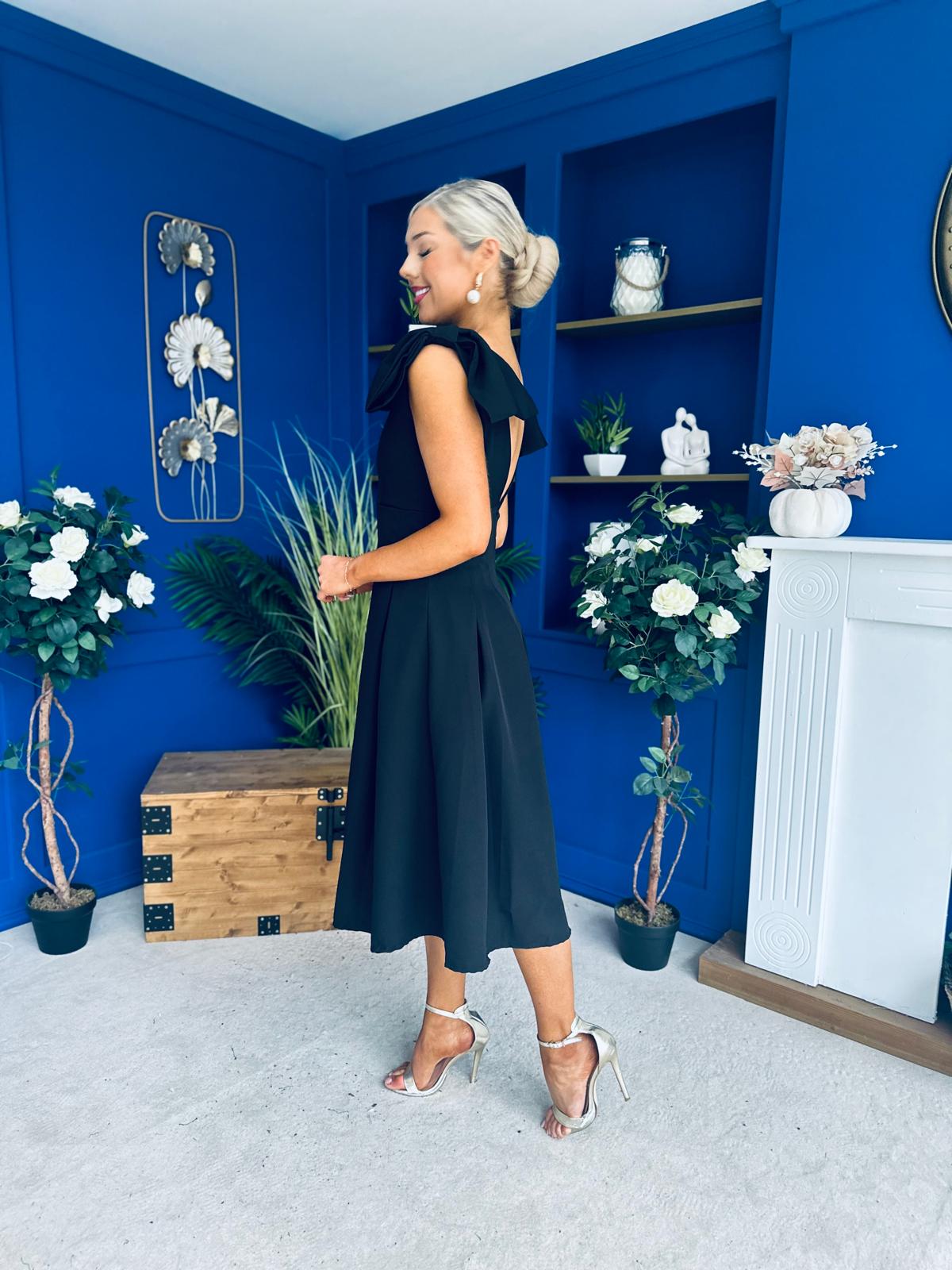 Matilda Bow Detail Occasion Dress Black