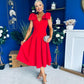 Matilda Bow Detail Occasion Dress Red