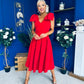 Matilda Bow Detail Occasion Dress Red