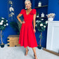 Matilda Bow Detail Occasion Dress Red