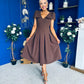 Matilda Bow Detail Occasion Dress Chocolate