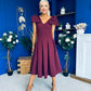 Matilda Bow Detail Occasion Dress Wine