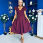 Matilda Bow Detail Occasion Dress Wine