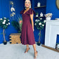 Matilda Bow Detail Occasion Dress Wine