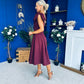Matilda Bow Detail Occasion Dress Wine