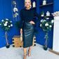 Jayne Faux Leather Long Sleeve Midi Dress Black