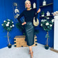 Jayne Faux Leather Long Sleeve Midi Dress Black