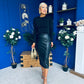 Jayne Faux Leather Long Sleeve Midi Dress Black