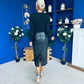 Jayne Faux Leather Long Sleeve Midi Dress Black
