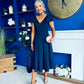 Matilda Bow Detail Occasion Dress Navy