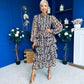 Arleen Crochet Trim Layered Skirt Midi Dress Leopard