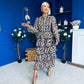 Arleen Crochet Trim Layered Skirt Midi Dress Leopard