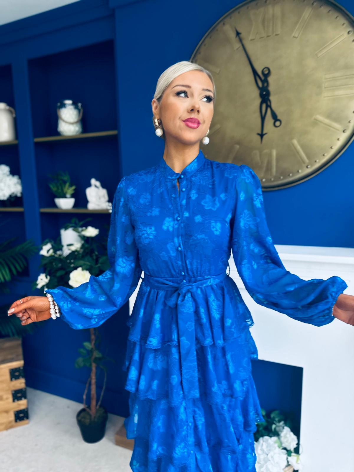 Hope Layered Detail Midi Dress Burnout Cobalt